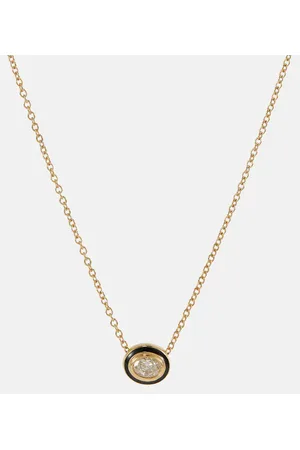 Melissa Kaye Halskette Lenox Reign aus 18kt Gelbgold mit Emaille und Diamant