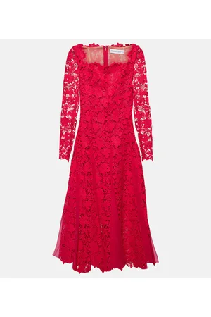 Oscar de la Renta Midikleid aus Guipure-Spitze