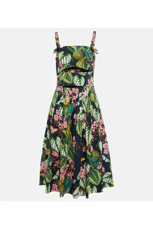 Oscar de la Renta Midikleid aus einem Baumwollgemisch