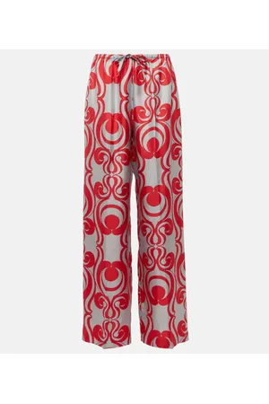 DRIES VAN NOTEN Bedruckte Weite Hose aus Seide
