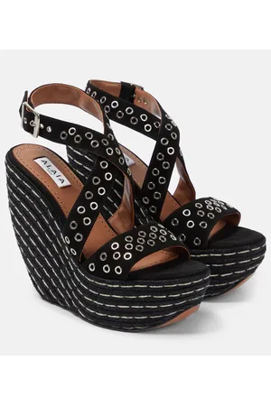 Alaïa Alaïa Verzierte Wedge-Sandalen aus Veloursleder