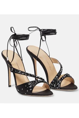 Alessandra Rich Verzierte Sandalen aus Seidensatin