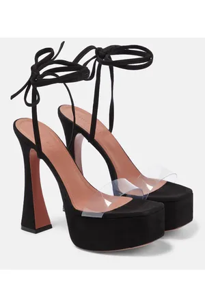 Amina Muaddi Plateausandalen Sita aus Veloursleder