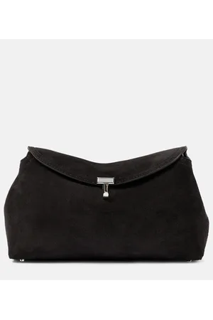 Totême Clutch T-Lock Small aus Veloursleder