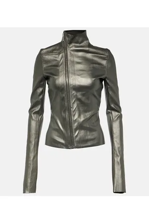 Rick Owens Jacke aus Metallic-Leder und Baumwolle