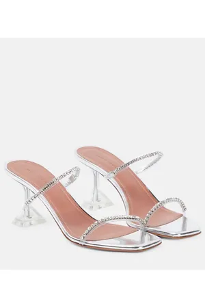 Amina Muaddi Verzierte Sandalen Gilda mit Metallic-Leder