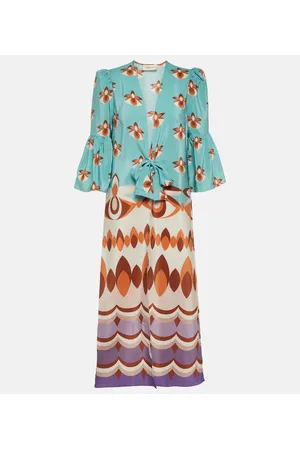 Adriana Degreas Bedrucktes Maxikleid Vintage aus Seide
