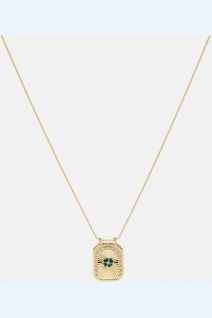 Marie Lichtenberg Halskette Clover aus 18kt Gelbgold mit Emaille und Diamanten