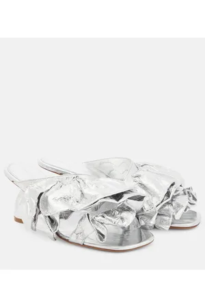 DRIES VAN NOTEN Pantoletten aus Metallic-Leder