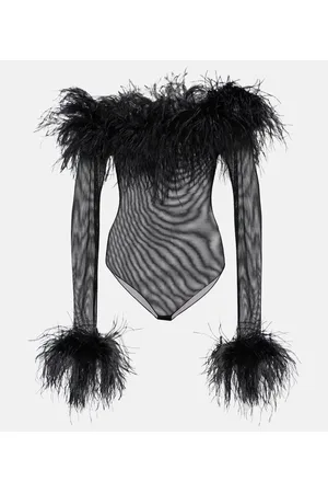 Oseree Oséree Body aus Mesh mit Federn