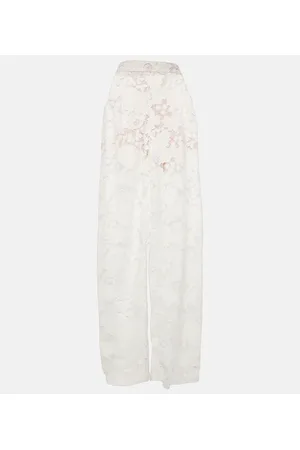 Oscar de la Renta Weite High-Rise-Hose aus Spitze