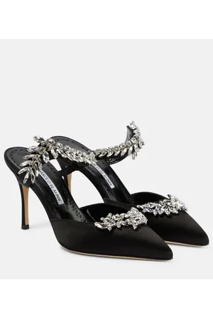 Manolo Blahnik Mules Lurum 90 aus Satin mit Kristallen