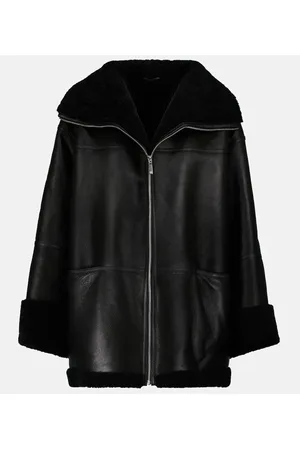 Totême Lederjacke mit Shearling