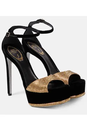 RENE CAOVILLA Verzierte Plateau-Pumps aus Samt