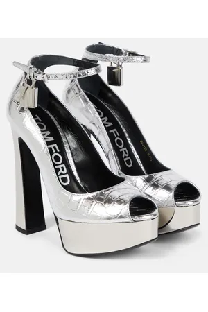 Tom Ford Peeptoe-Pumps aus Metallic-Leder