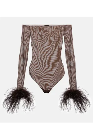 Oseree Oséree Body aus Mesh mit Federn