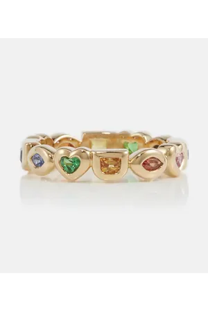 Robinson Pelham Ring Eye Love You Mini aus 18kt Gelbgold mit Saphiren und Tsavorit