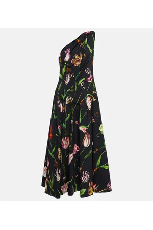 Oscar de la Renta One-Shoulder-Midikleid aus Baumwolle