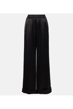 Dolce & Gabbana Weite High-Rise-Hose aus einem Seidengemisch