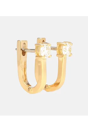 Melissa Kaye Ohrringe Aria U Huggie aus 18kt Gelbgold mit Diamanten