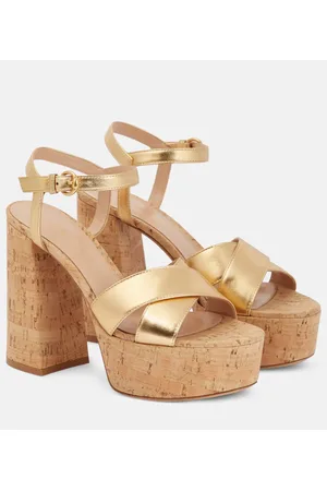 Gianvito Rossi Plateausandalen Bebe aus Metallic-Leder