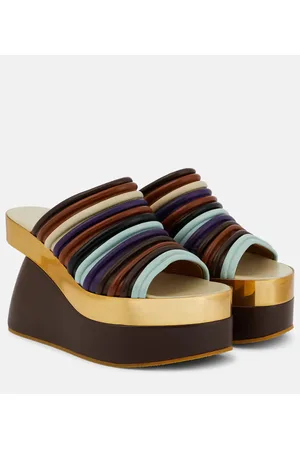 DRIES VAN NOTEN Wedge-Pantoletten aus Leder
