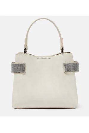 Brunello Cucinelli Verzierte Schultertasche aus Veloursleder