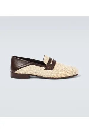 Manolo Blahnik Loafers Padstow aus Raffiabast mit Leder