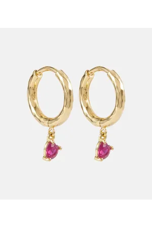 Octavia Elizabeth Ohrringe Charmed Micro Gabby aus 18kt Gelbgold mit Rubinen