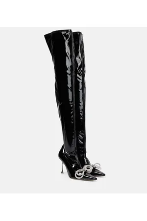 Mach & Mach Verzierte Overknee-Stiefel aus Lacklederimitat