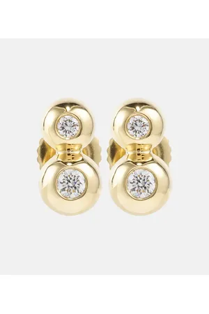 Melissa Kaye Ohrringe Audrey Double Stud Small aus 18kt Gelbgold mit Diamanten