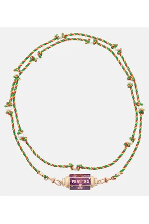 Marie Lichtenberg Halskette Prayers Box mit 18kt Roségold, Emaille, Diamanten und Süßwasserperlen