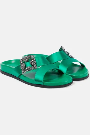 Manolo Blahnik Sandalen Chilanghi aus Satin mit Kristallen
