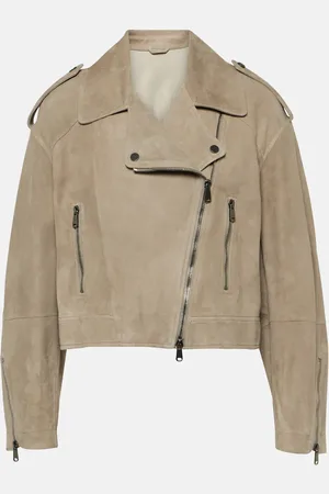Brunello Cucinelli Cropped-Jacke aus Veloursleder