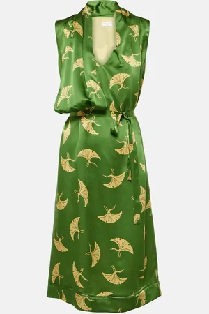 DRIES VAN NOTEN Bedrucktes Wickelkleid aus Seidensatin