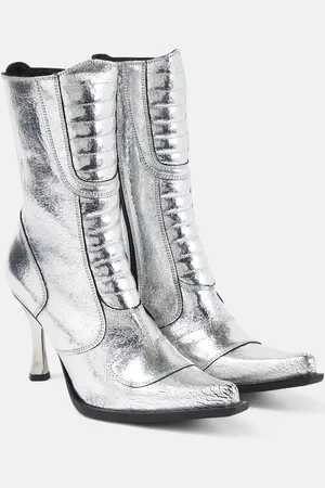 Vetements Ankle Boots aus Metallic-Leder