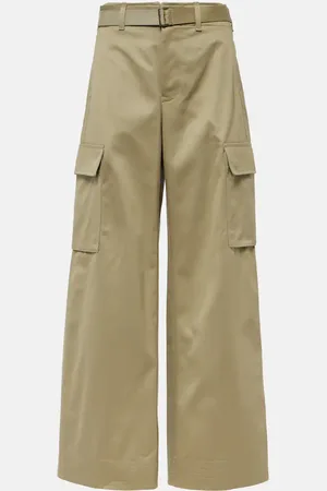 SACAI Weite High-Rise-Hose aus Baumwoll-Gabardine