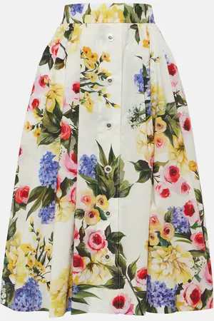 Dolce & Gabbana Bedruckter Midirock aus Baumwollpopeline