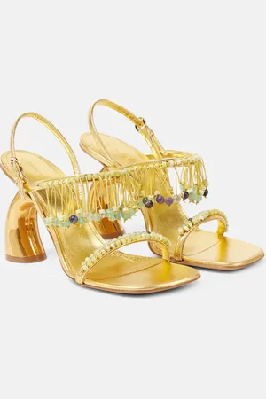 DRIES VAN NOTEN Verzierte Sandalen 95 aus Metallic-Leder
