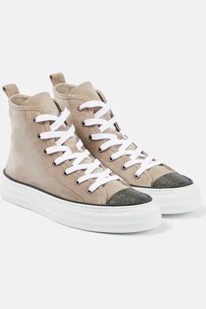 Brunello Cucinelli Verzierte High-Top Sneakers aus Veloursleder