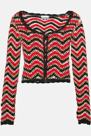 Ganni Cropped-Cardigan aus Häkelstrick