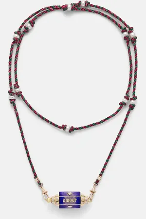 Marie Lichtenberg Halskette Amour Toujours mit 18kt Gelbgold, Emaille, Diamanten und Süßwasserperlen