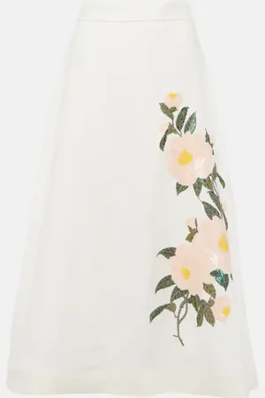 ZIMMERMANN Verzierter Midirock Natura aus Organza