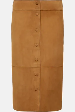 YVES SALOMON High-Rise-Midirock aus Veloursleder
