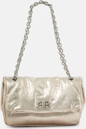 Balenciaga Schultertasche Monaco Small aus Metallic-Leder