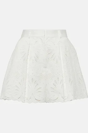 Self-Portrait Bestickte High-Rise Shorts aus Baumwolle