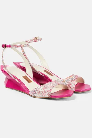 Missoni Wedge-Sandalen aus Leder mit Häkelstrick