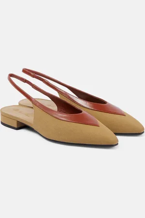 Loro Piana Slingback-Ballerinas Rebecca aus Canvas mit Leder