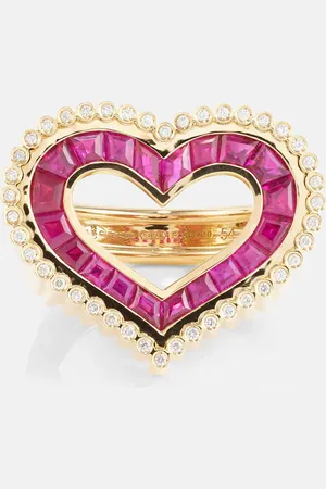 Marie Lichtenberg Ring Love aus 18kt Gelbgold mit Diamanten und Rubinen