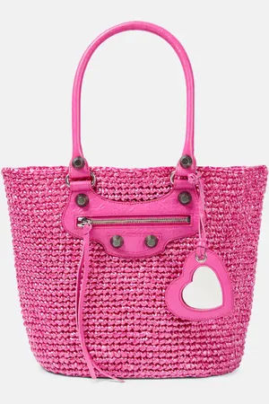 Balenciaga Schultertasche Le Cagole Medium aus Raffiabast